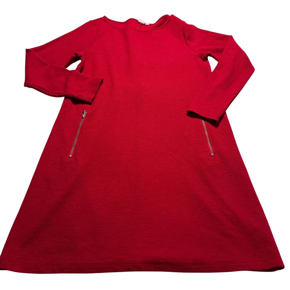Gap A-Line Dress Women Large Red Long Sleeve Zipper Pocket Textured Knit y2k
